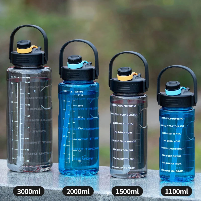Workout Water Bottle with Straw 3L 2L 1L